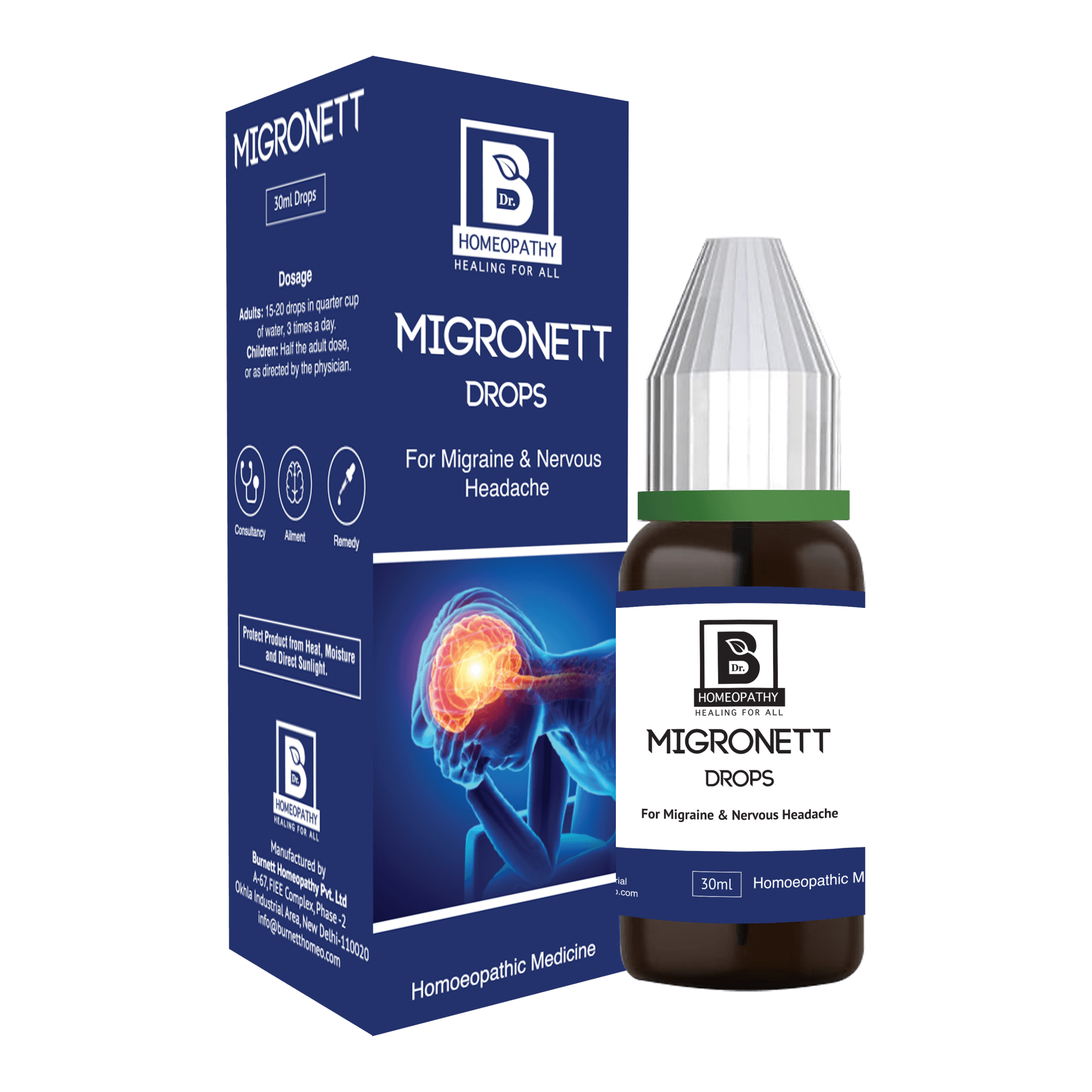 Burnett MIGRONETT DROPS – Homeopathic Relief for Migraine &amp; Headache