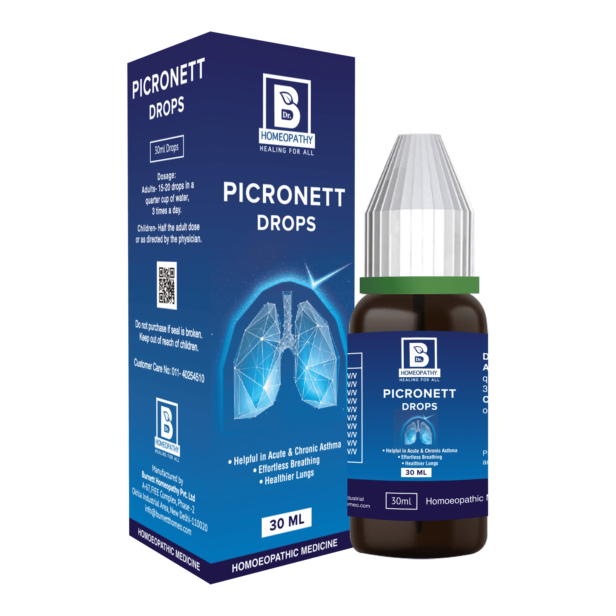 Burnett Picronett Drops – Homeopathic Relief for Lung Weakness, Cough, Cold &amp; Breathlessness